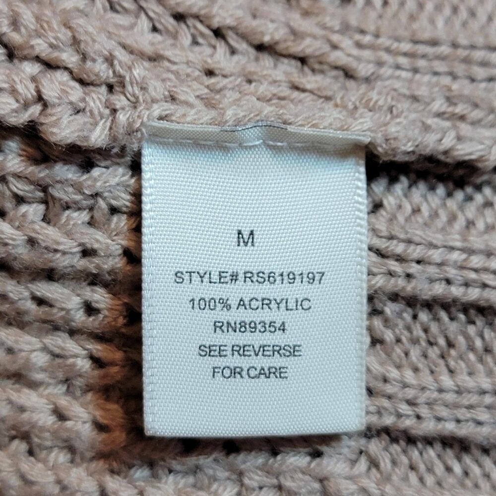 No Comment Tan Distressed Cardigan Sweater V Neck M Grunge Cozy Casual Layering - Picture 9 of 10